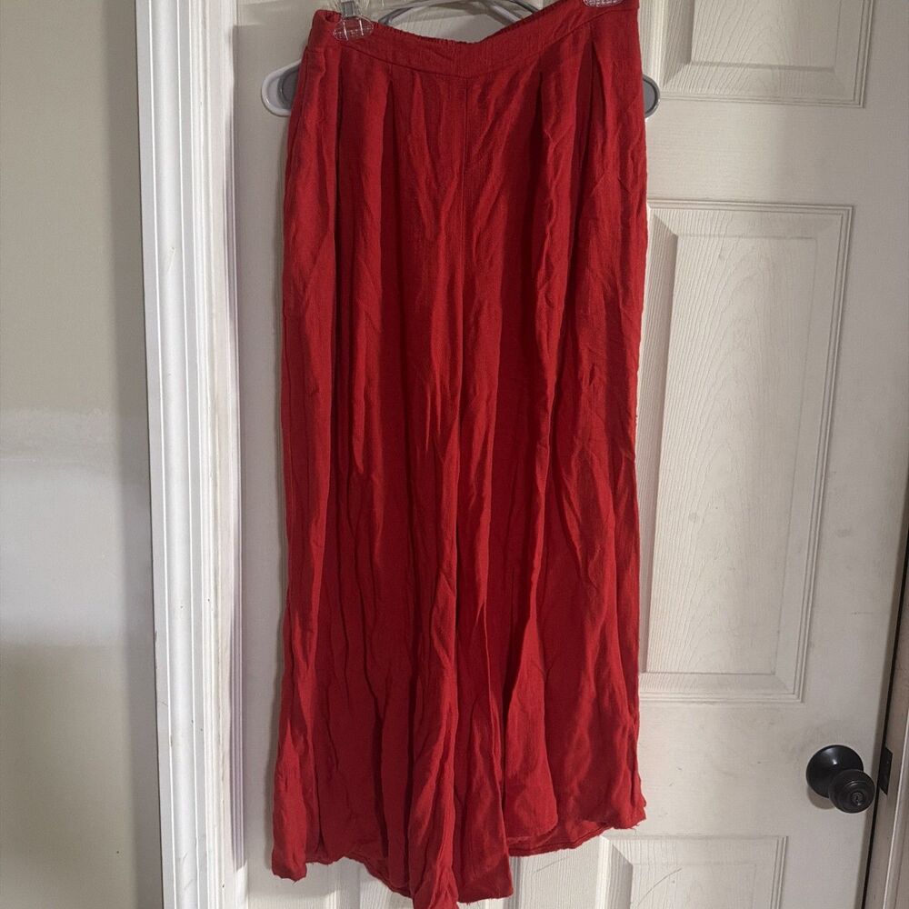 Sienna Sky Womens Pants Size Large Rayon Linen Red Wide Leg